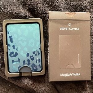 Velvet Caviar Blue Leopard MagSafe Card Wallet